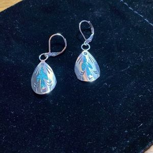 Silver and turquoise Navajo style earrings